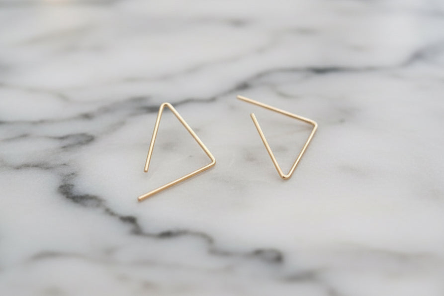 Triangular Gold Earrings by Jackie Rose Fine Jewerly