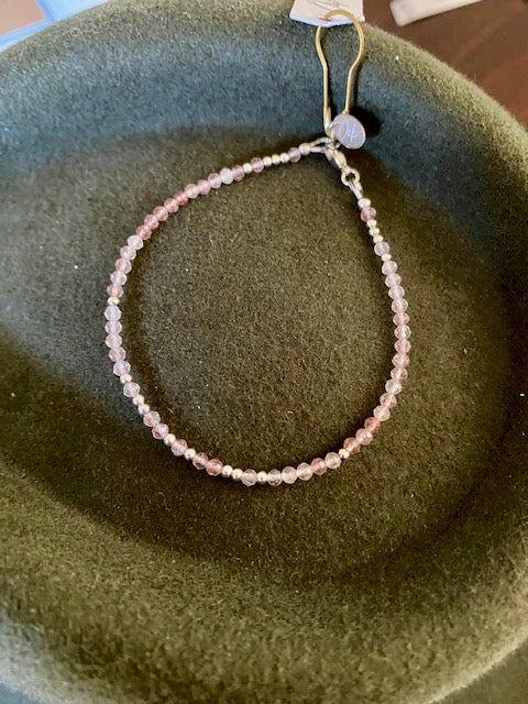 Auralite Gemstone Bracelet with silver Beads and clasp