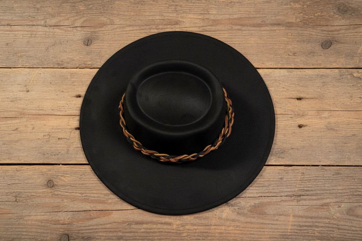Fedora Hat Black with Braided Leather Band