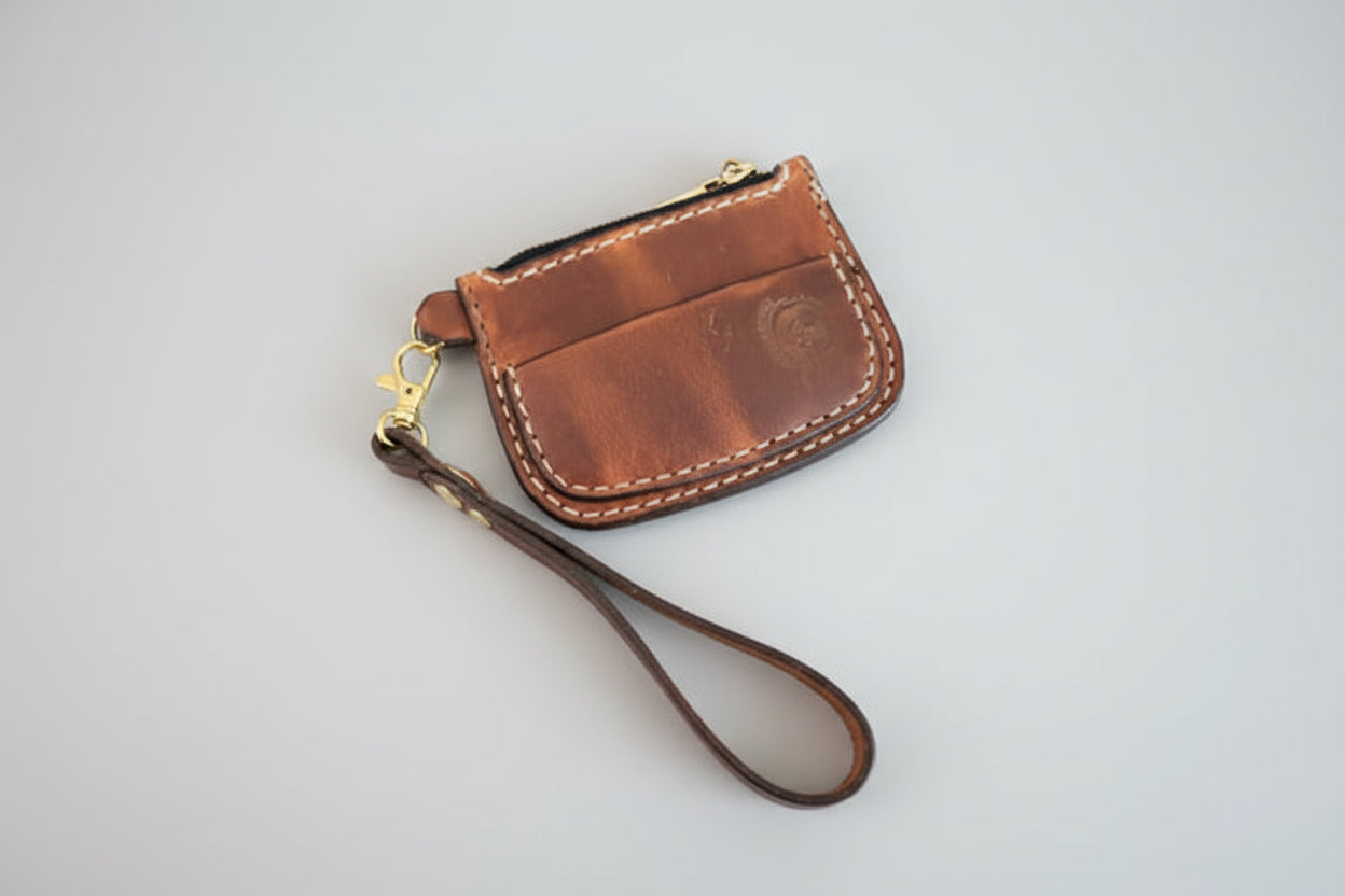 Hand Made Leather Change Purse with Zipper