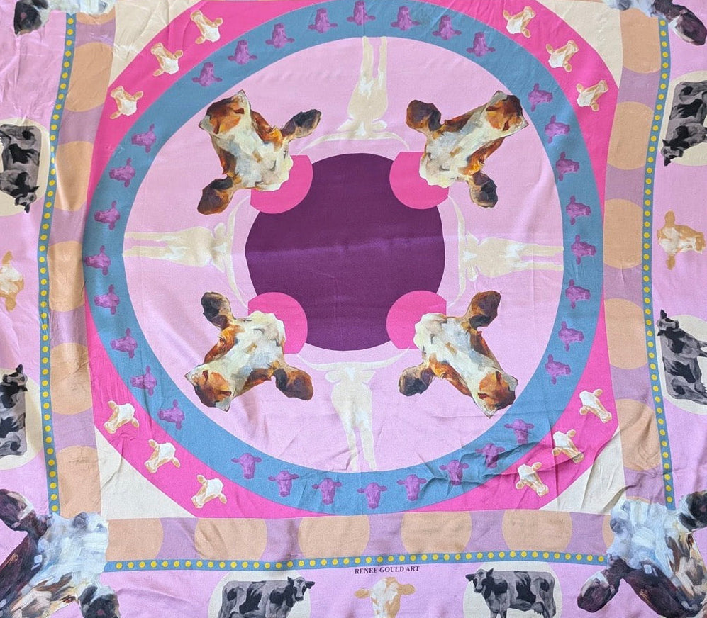 Candyland Cows Silk Scarf