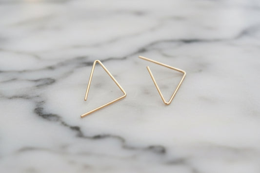 Triangular Gold Earrings by Jackie Rose Fine Jewerly