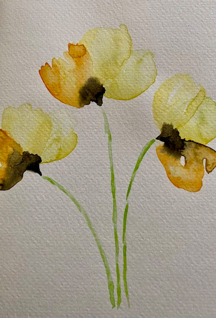 Hand painted Yellow Flowers water color cards