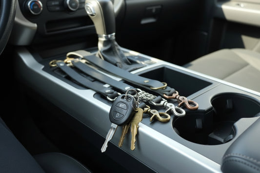 Black leather Lanyard -Hand Made