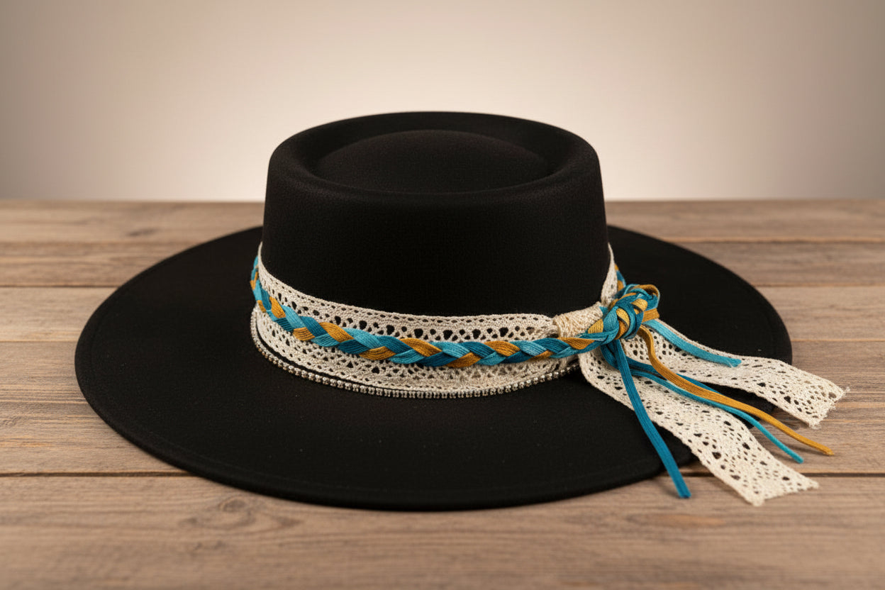 Women's Fedora Hat Black- Deerskin Band
