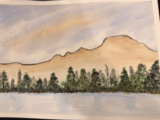 Hand Painted Watercolor Hills and Trees