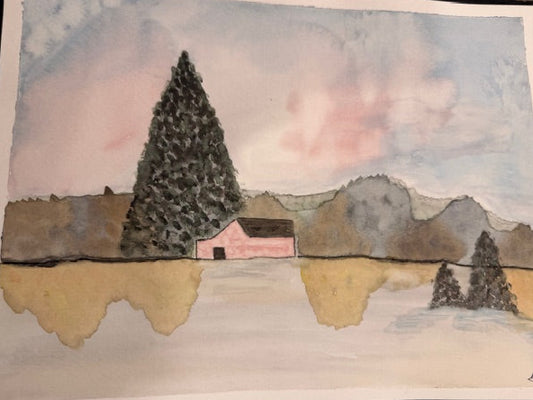The Red Barn Water Color