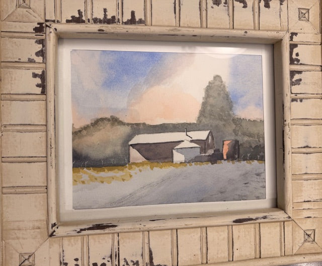 Framed Water color Acreage Barn