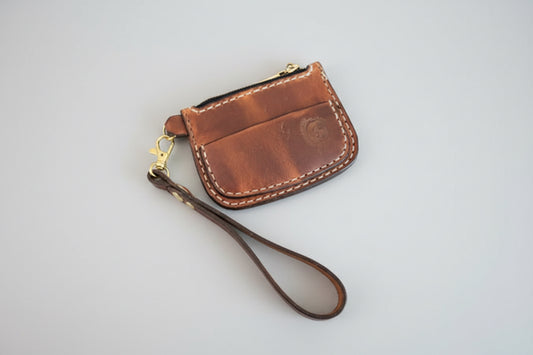 Hand Made Leather Change Purse with Zipper