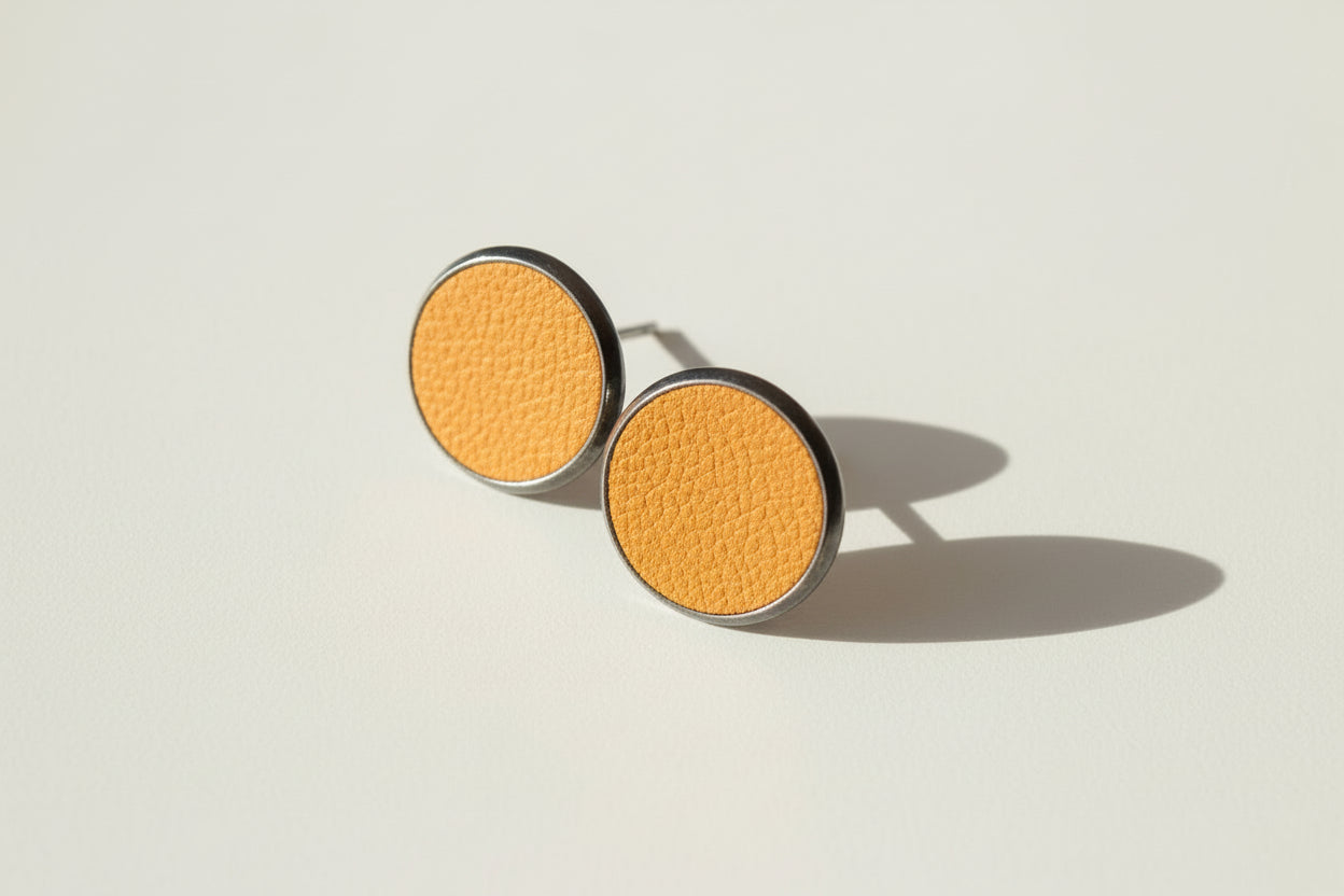 Yellow Leather Earrings