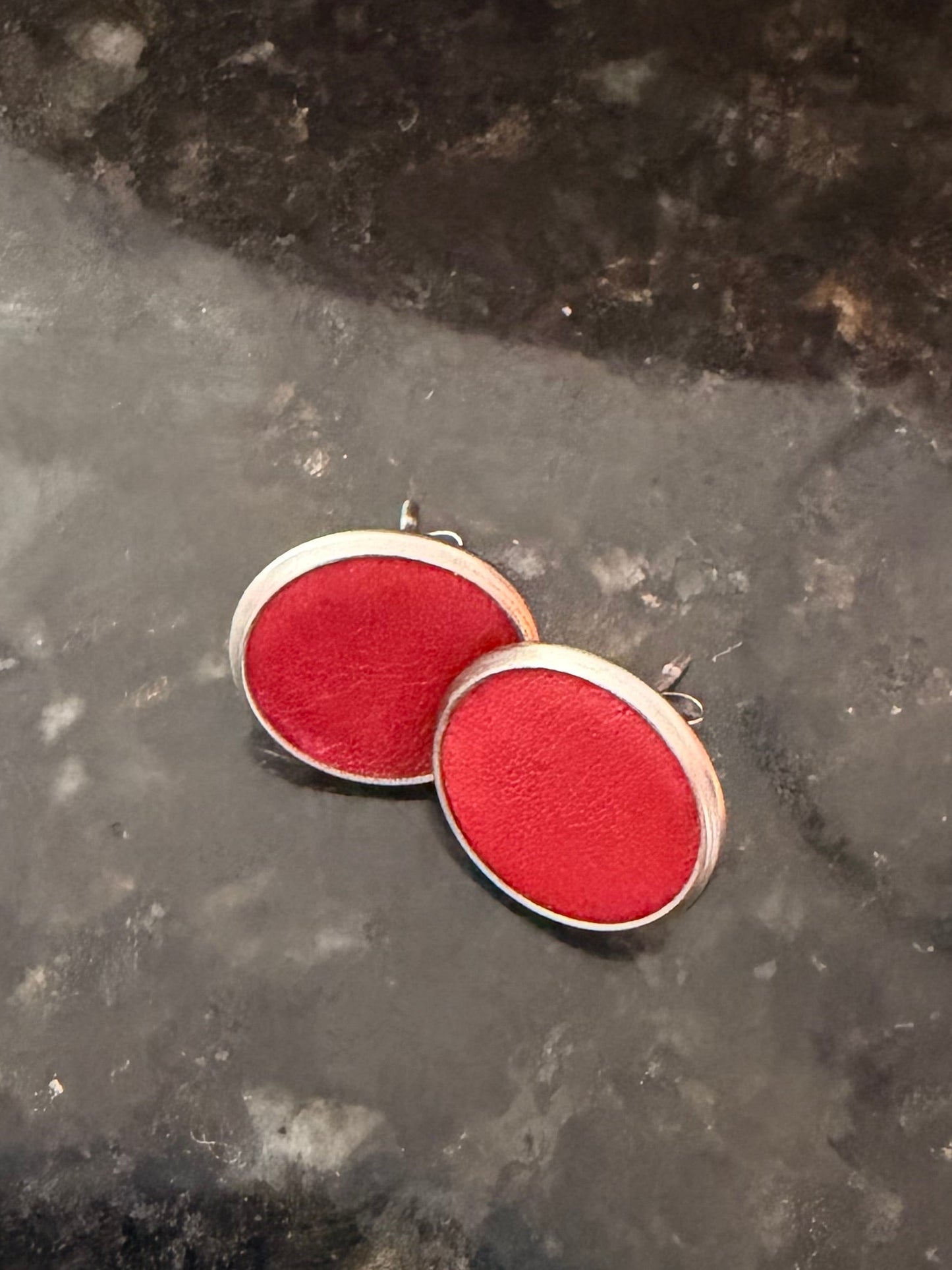 Red Leather Earrings