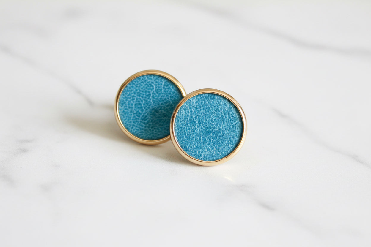 Turquoise Leather Earrings